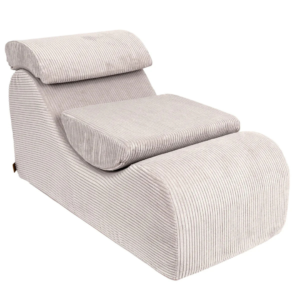 Fauteuil lounge en velours Corduroy à larges côtes Aesthetic ecru
