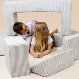 canapé de jeu modulable enfant 100 cm – 6 pièces en velours côtelé aesthetic brick