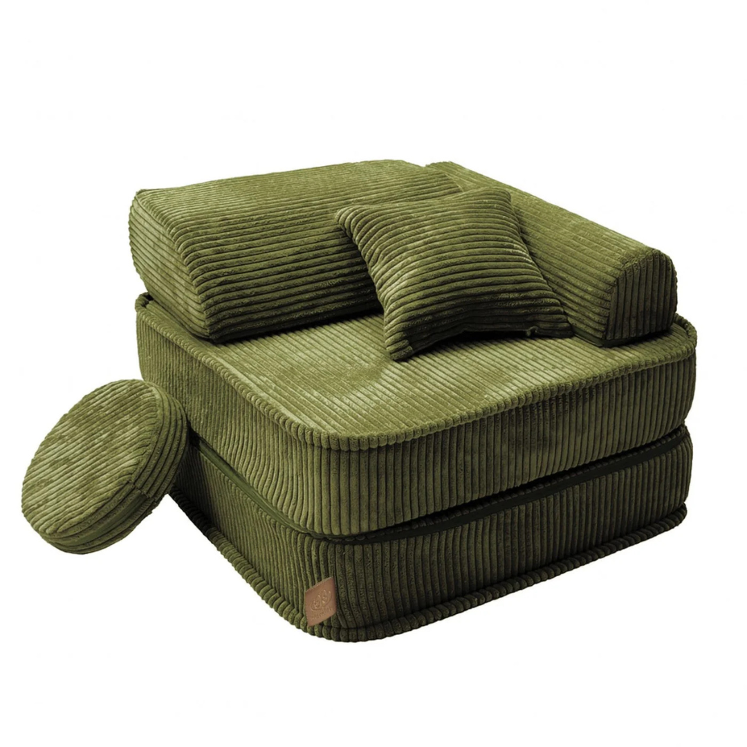 fauteuil modulable pocket 60cm en velours kaki fauteuil modulable pocket 60cm en velours kaki